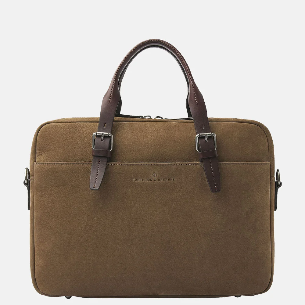 Castelijn en Beerens Nubuck laptoptas 15 inch taupe bij Duifhuizen